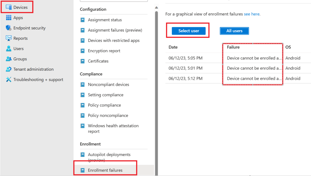 Teams Signing Out... Couldn't enroll in Intune Intune monitor Enrollment failures